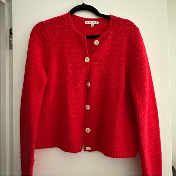 Alex Mill Honeycomb Cardigan in Cherry - Picture 2 of 4